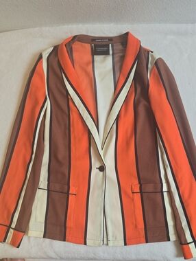 Scotch And Soda Maison Scotch Striped Orange, Brown & Cream Blazer